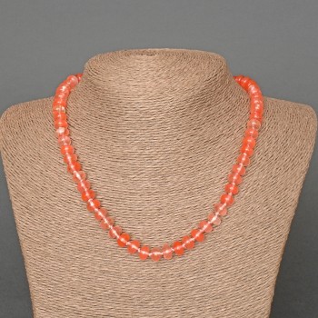 Chalcedony Necklace, Smooth Rondel Beads, Natural Stone, 8×5 mm, Length 46 cm