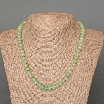 Nephrite necklace, natural stone, smooth rondel, diameter 8x5 mm, length 48 cm