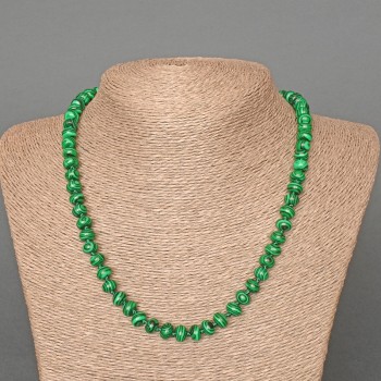 Malachite Bead Necklace (Synthetic) Smooth Rondelle, 8×5 mm, Length 48 cm