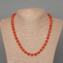 Carnelian Necklace, natural gemstone, faceted diamond shapes, 8x8 mm, length 49 cm, with seed beads
