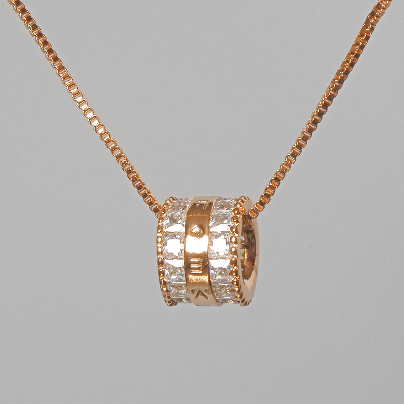 Xuping Chain with White Crystal Pendant, diameter 7x9 mm, length 39-44 cm, thickness 1 mm