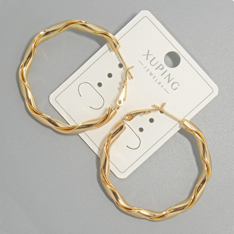 Xuping hoop earrings, thickness 3.5 mm, diameter 39×41 mm, 18K gold-plated