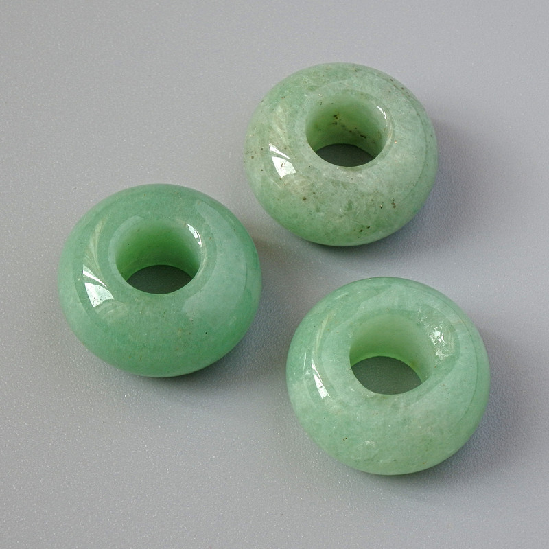 Pandora Bead Natural Jade Stone, diameter 14x7.5 mm, hole diameter 5.5 mm+