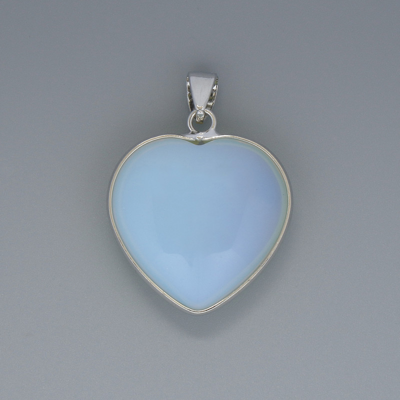 Moonstone Heart Pendant, diameter 26×26 mm, length 36 mm, in a silver setting