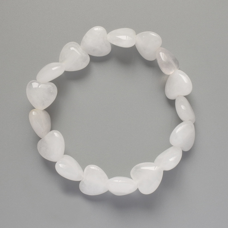 Bracelet 'Heart' with Mountain Crystal natural stone, diameter 12×12×6 mm ±, length 18 cm ± (stretch)