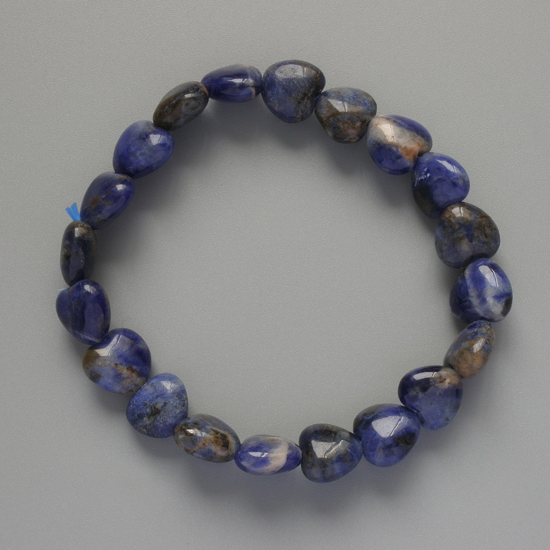 Bracelet "Heart" from Sodalite, natural stone, diameter, diameter 10x9, 5x5mm+-, length 18cm+- (stretch)
