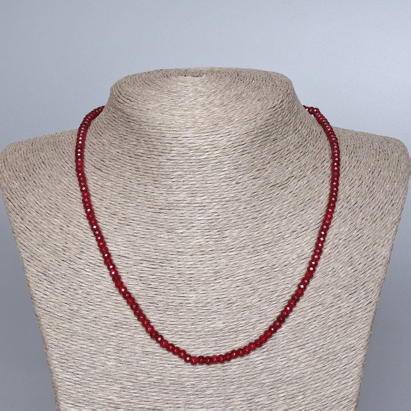 Faceted synthetic tourmaline necklace, rondelle beads, 4×3 mm, length 47 cm
