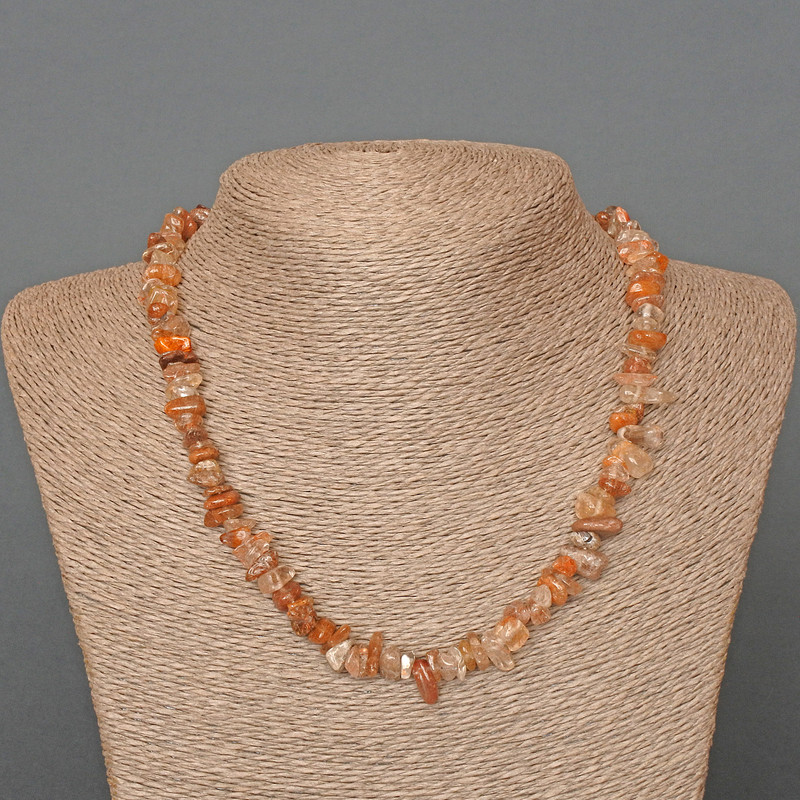 Rutilated Quartz Necklace - Hairy Rutile Quartz natural stone chip, 8x3 mm, length 46 cm