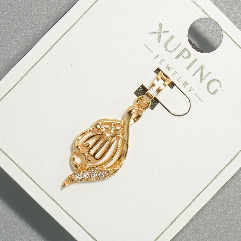Pendant 'Sura' Xuping with white crystals, diameter 10.5 × 22 mm, length 30 mm, 18K gold plating