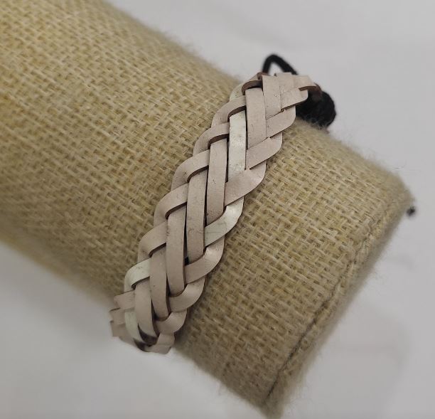 Clearance bracelet, length 18–25 cm, thickness 13 mm, eco-leather, white, with drawstring closure