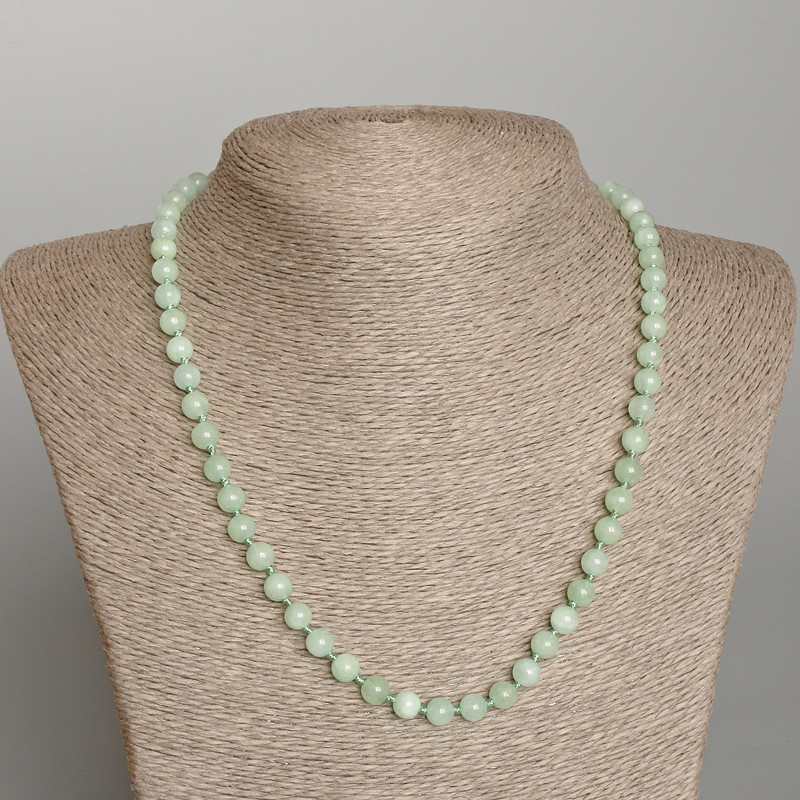 Amazonite Necklace with natural stone, smooth beads, diameter 6.5 mm, length 50 cm