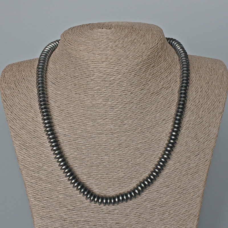 Hematite Necklace, smooth rondel beads, diameter 8x3 mm, length 48 cm