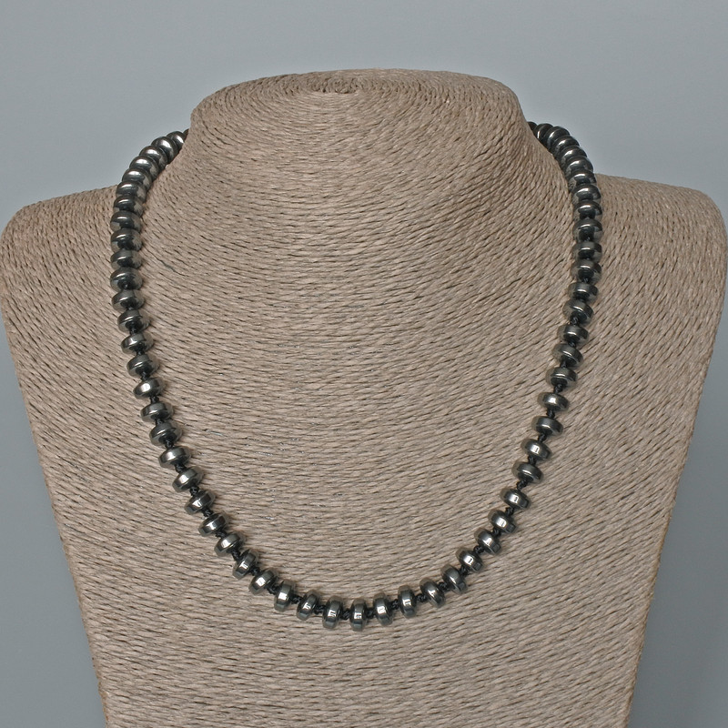 Hematite Smooth Rondelle Necklace, 8x4 mm Diameter, 48 cm Length