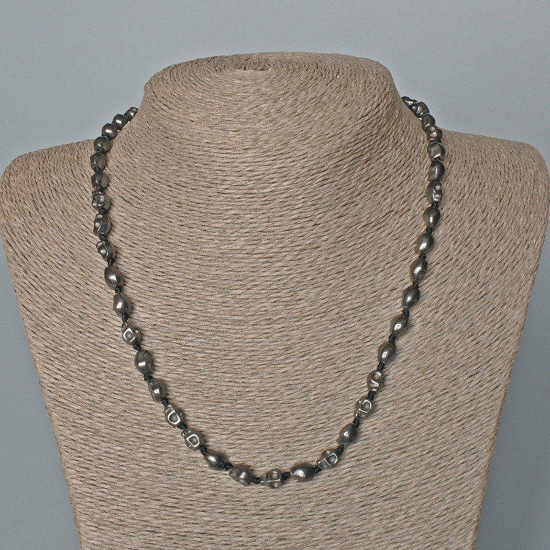 Hematite Skull Necklace, diameter 6x8x6 mm+-, length 48 cm+-