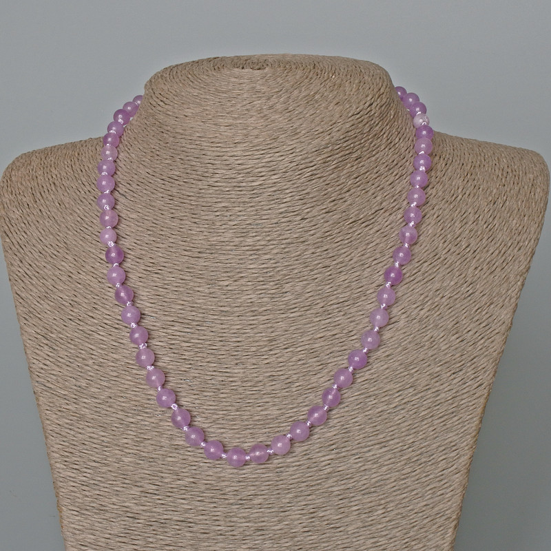 Amethyst Necklace (artificially tinted quartz) smooth beads, 6.5 mm diameter, 47 cm length