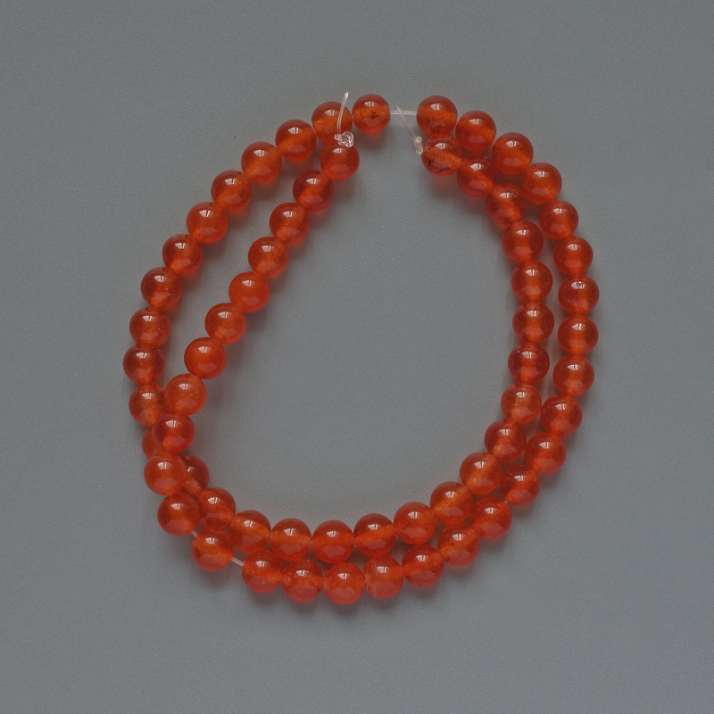 Carnelian beads (synthetic) smooth round beads, 6mm diameter, 38cm length, on beading thread