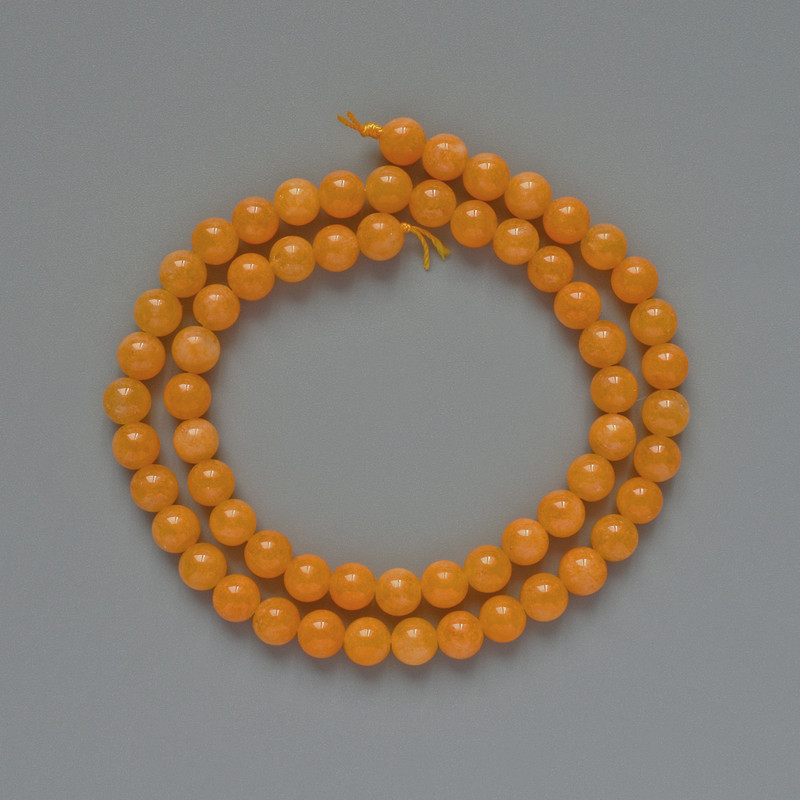 Citrine beads, smooth balls, 6.5 mm diameter, 38 cm length on thread