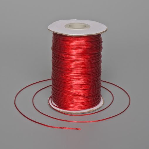 Red Waxed Cord, 1mm Diameter, Spool, 150m Length