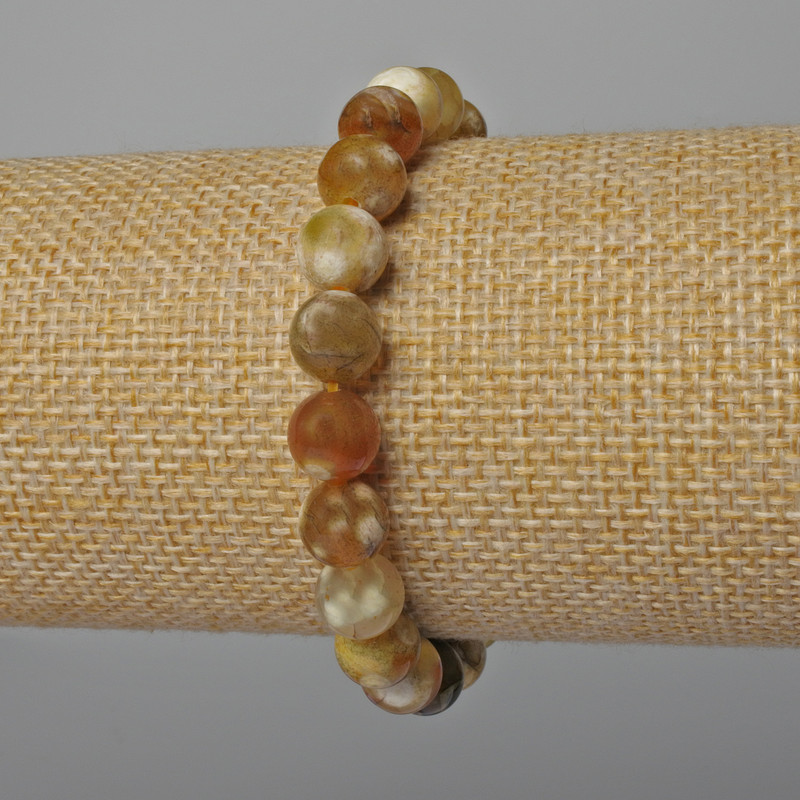 Bracelet Yellow Agate – Smooth Bead, 8 mm Diameter, 18 cm Length (Stretch)