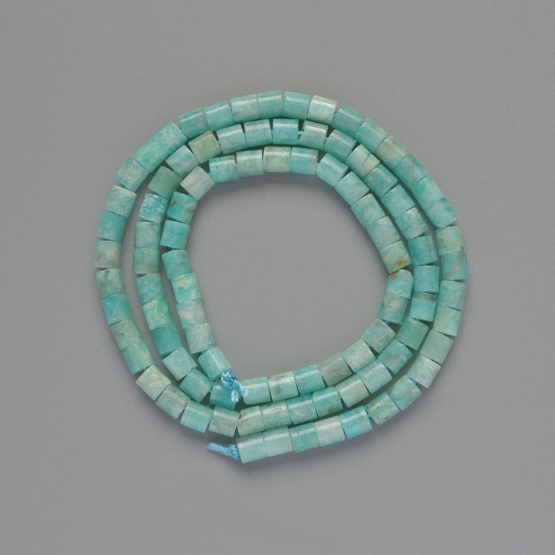 Amazonite Beads, natural stone, faceted, 4x4 mm diameter, approx. 39 cm length, on thread