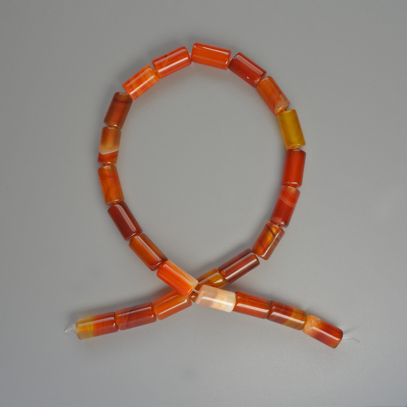 Orange Agate Beads, natural stone cylinder, diameter 8×16 mm, length 38 cm on thread