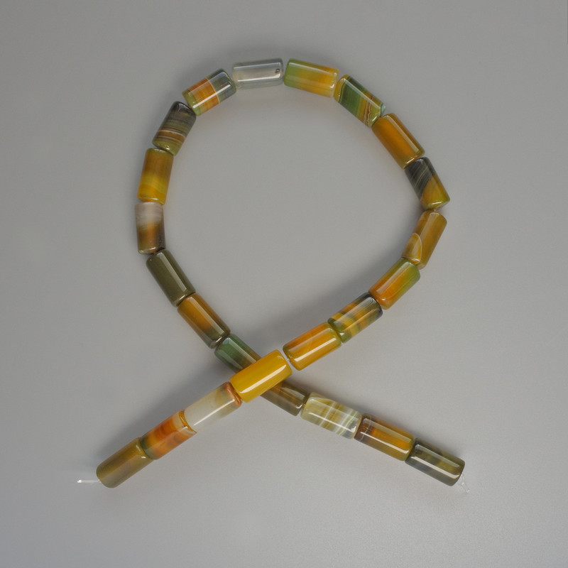 Agate Beads, Natural Stone Cylindrical, 8x16 mm diameter, 38 cm length on thread