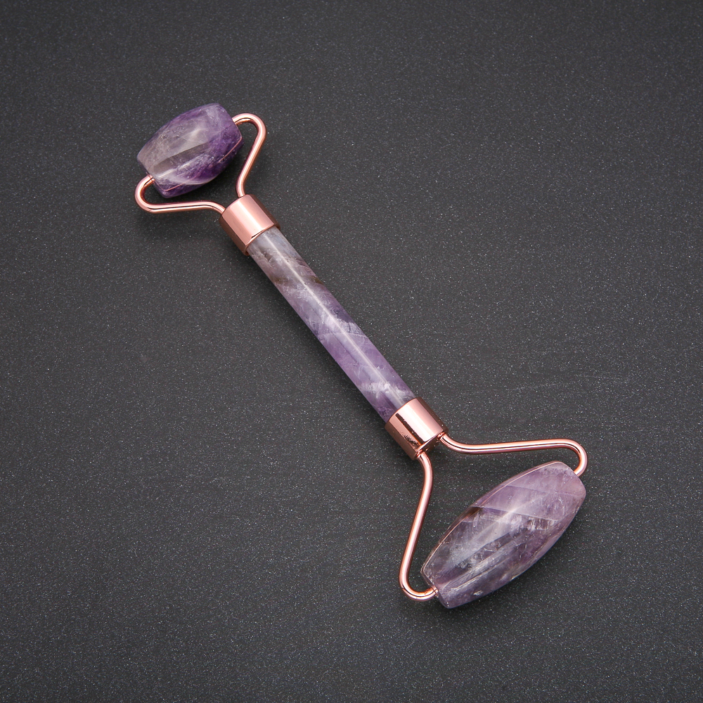 Amethyst Roller Massager with Gold-Toned Metal, 14.5 cm