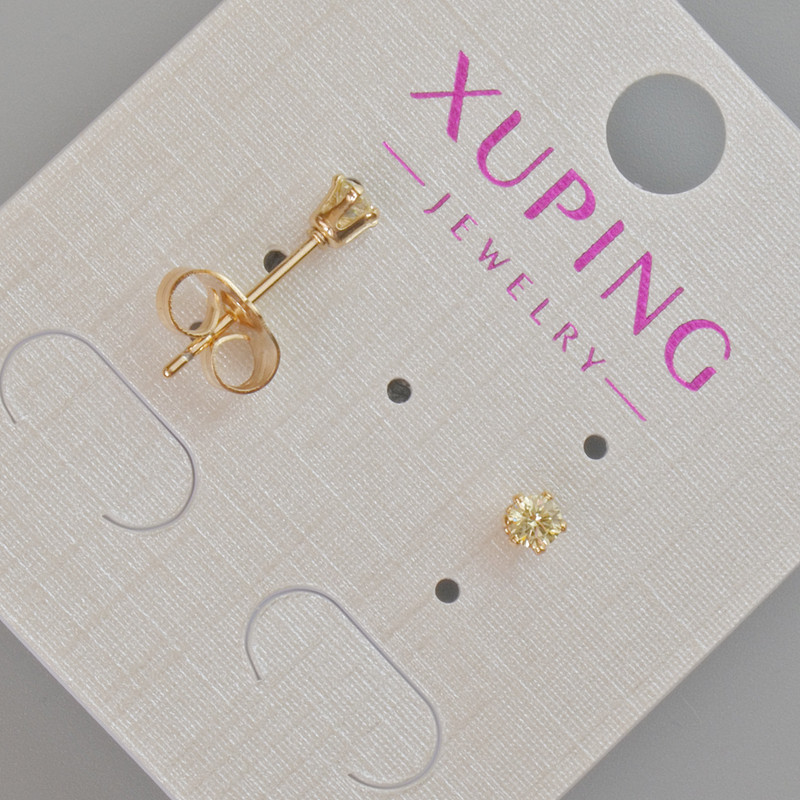 Xuping Yellow Crystal Stud Earrings, 4 mm Diameter, 18K Gold Plating