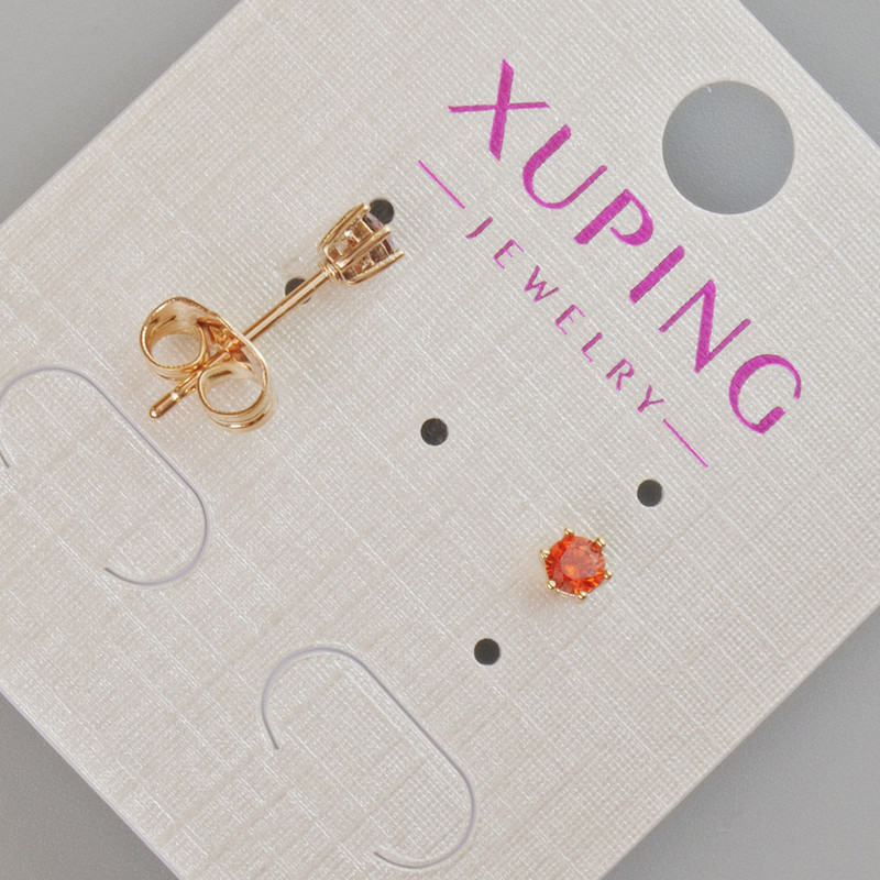 Xuping stud earrings with red crystal, diameter 4 mm ± 18K Gold Plating