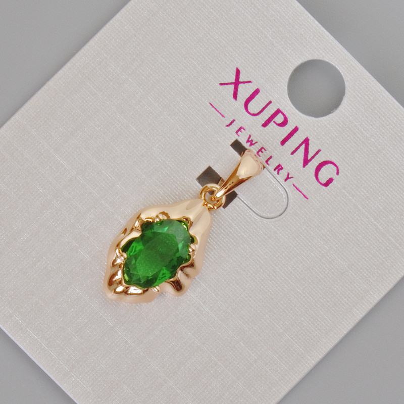 Xuping Pendant with Green Crystal, Diameter 24x11mm ± 18K Gold Plating