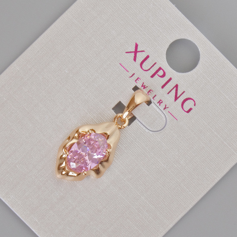 Xuping Pendant with Pink Crystal, diameter 24×11 mm ± 18K Gold Plating
