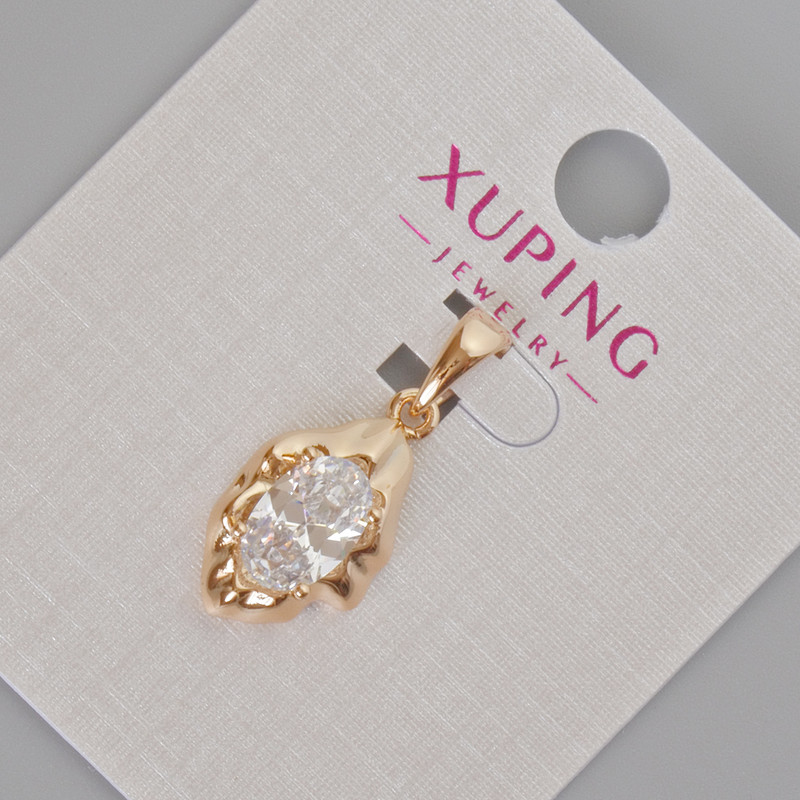 Xuping pendant with white crystal, diameter 24x11 mm ± 18K gold plating