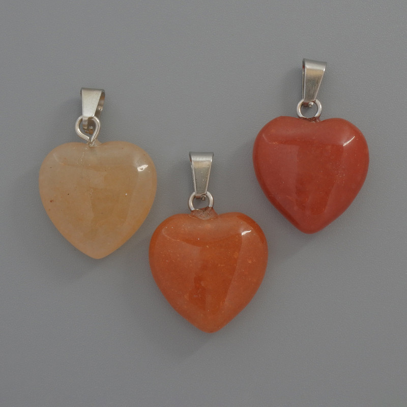 Carnelian Heart Pendant, diameter 15x15x6 mm, length 23 mm