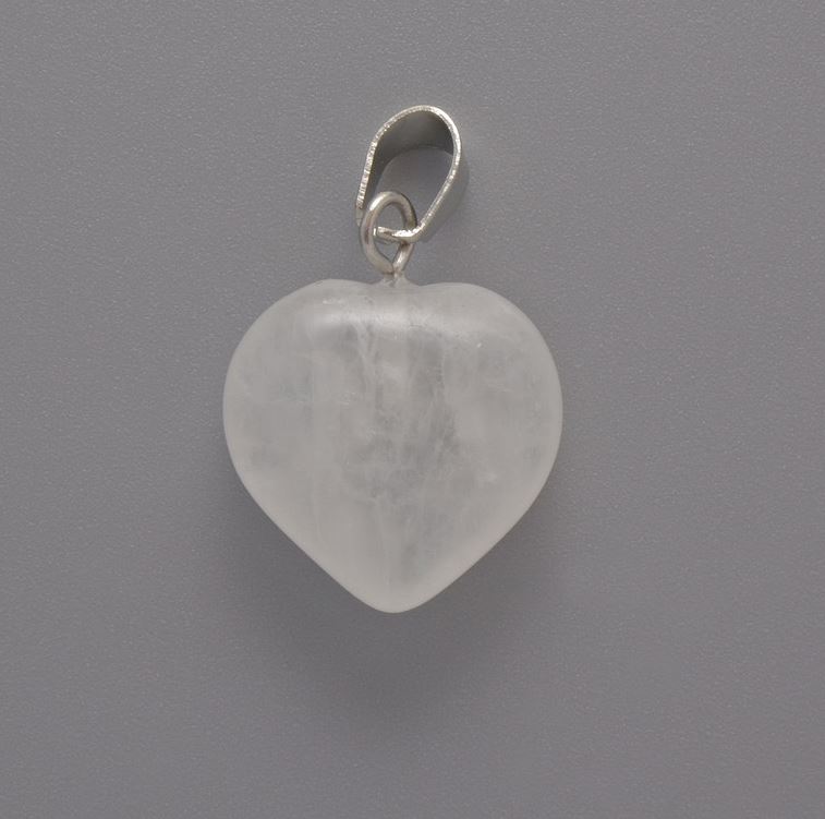 Heart Pendant with Mountain Crystal, diameter 20x20x6mm+-, length 28mm+-