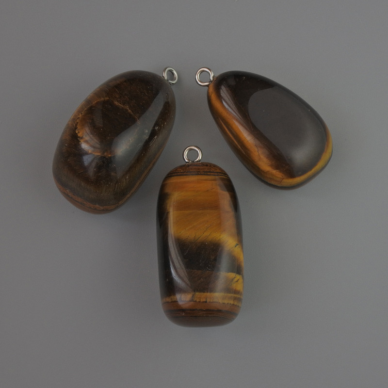 Tiger's Eye Pendant, natural stone, 35×17 mm+