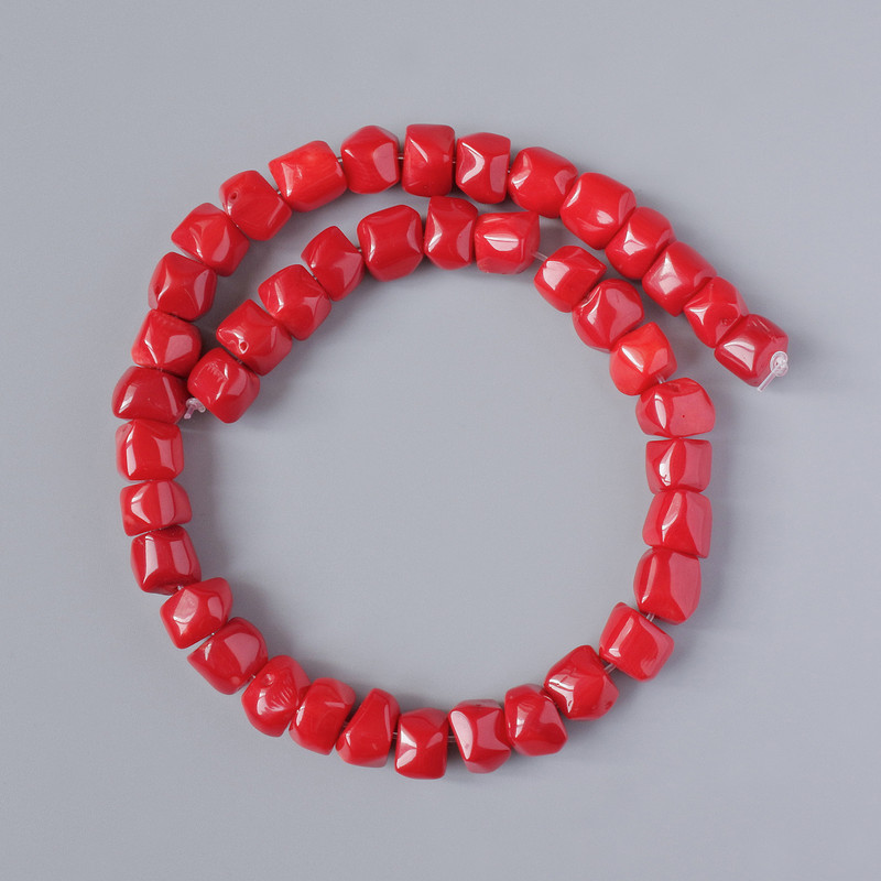 Natural coral briolette beads, diameter 11x10 mm, length 40 cm on thread