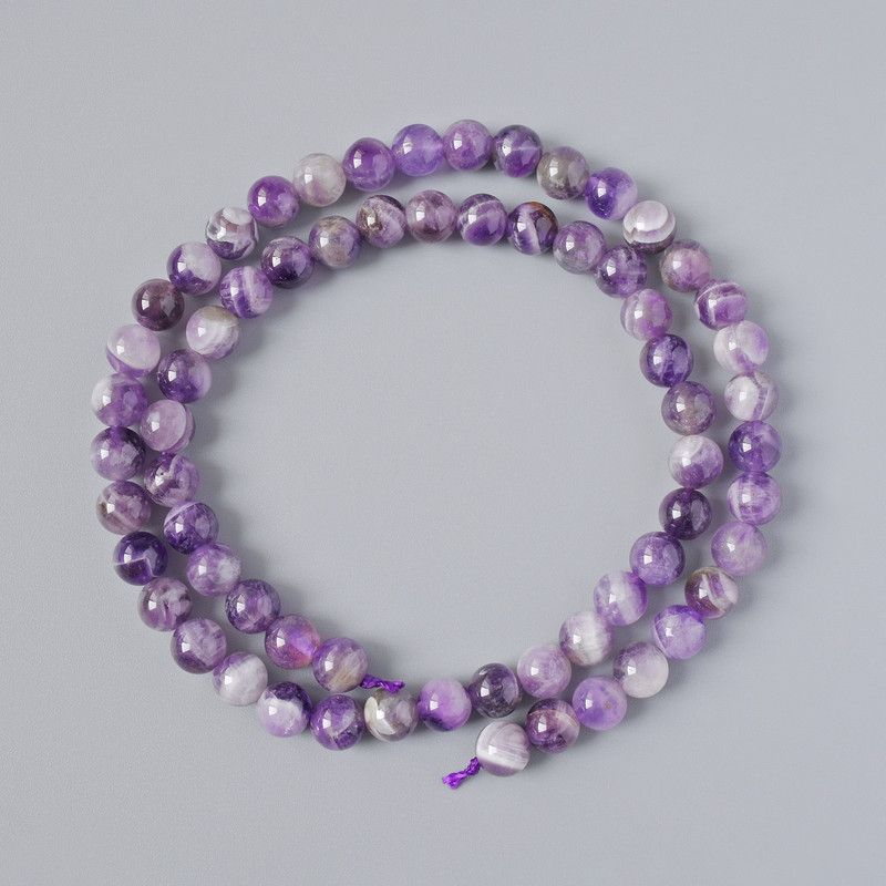 Amethyst Beads Natural Stone Smooth Ball, Diameter 6mm + -, Length 39cm + - on thread