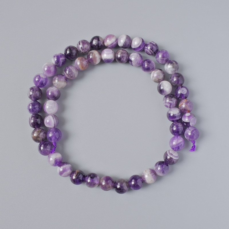 Amethyst beads natural stone smooth round bead, diameter 8 mm +/-, length 39 cm +/- on thread