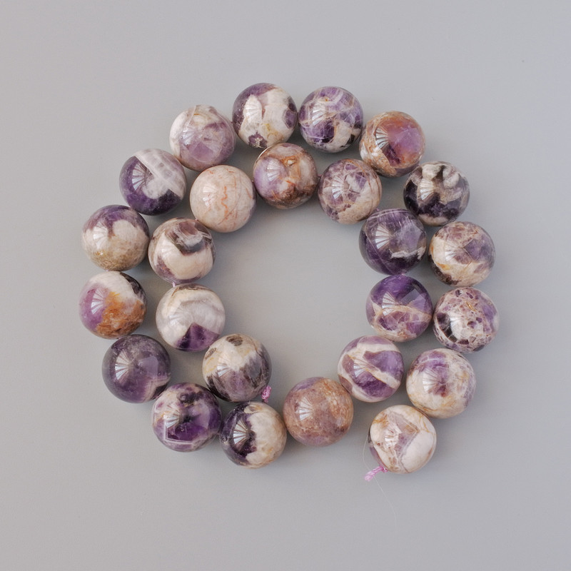 Amethyst beads, natural stone smooth round beads, diameter 16mm +/-, length 40cm +/- on thread
