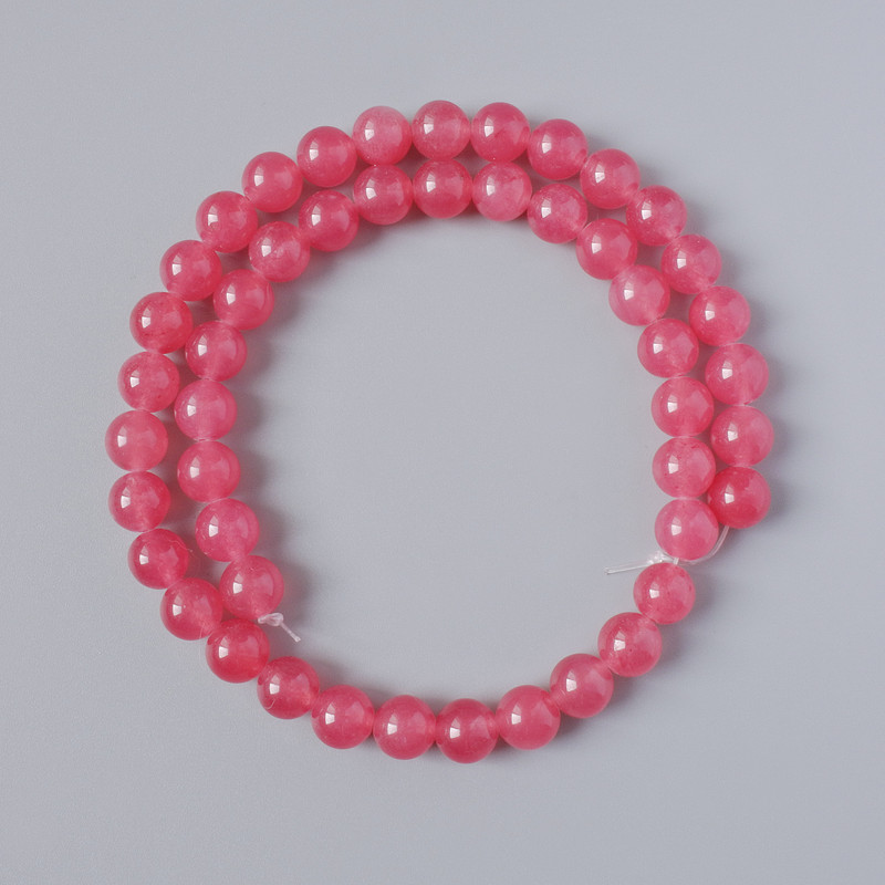 Beads Strawberry Quartz (Synthetic) Smooth Round Beads, 8 mm diameter, 37 cm length on thread