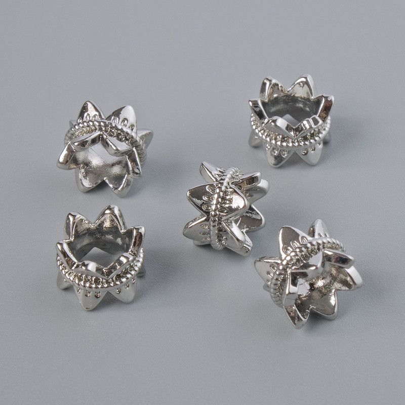 Bead insert hardware, diameter 5.5×7 mm ±, hole diameter 4 mm, silver-tone metal color, 1 pc