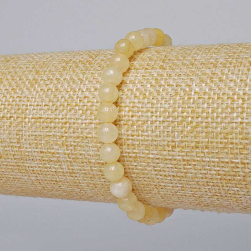Citrine Bracelet (artificial acrylic) smooth beads, 6mm diameter, 18cm length (stretch)