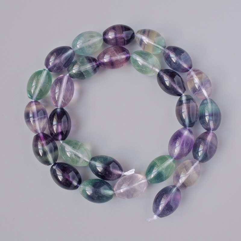 Oval Fluorite beads, natural stone, oval, diameter 10×14 mm, length 39 cm on thread