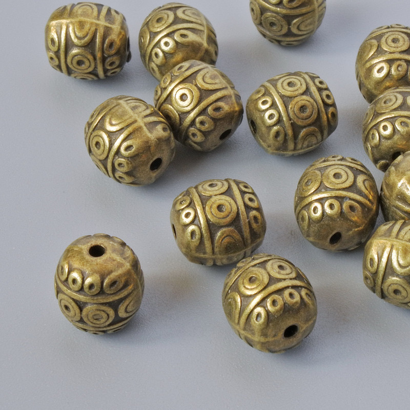 Bronze bead insert, 7.5×7 mm, hole diameter 1.2 mm, pack of 14