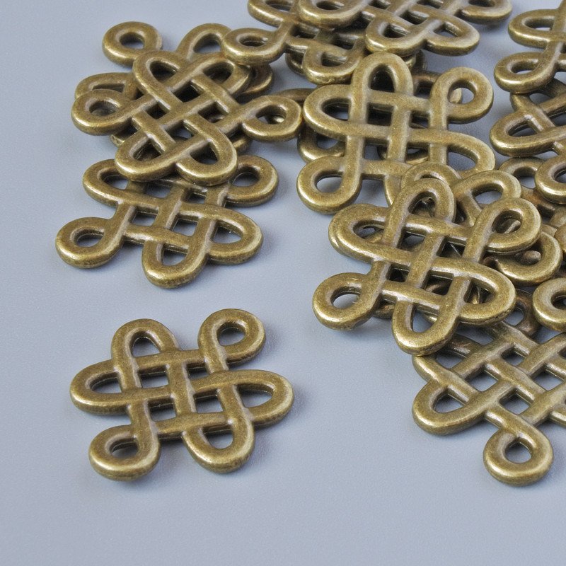 Pendant fittings, size 17×14 mm, hole diameter 1.6 mm, packaging 18 pcs ±, bronze-colored metal
