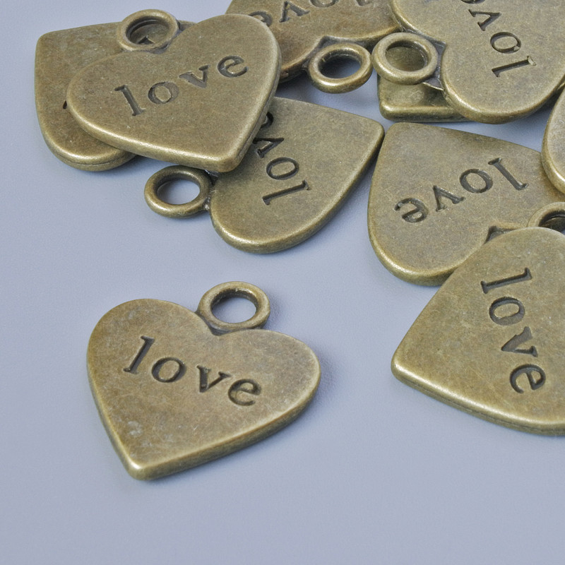 Pendant hardware 'Heart', dimensions 18.5×16 mm, hole diameter 3 mm, packaging 11 pcs ± bronze color of metal