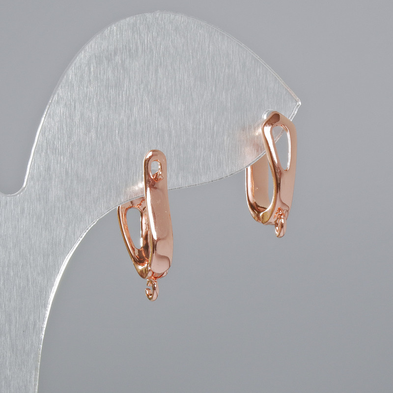 Pink gold-colored earring findings 17×12×5mm