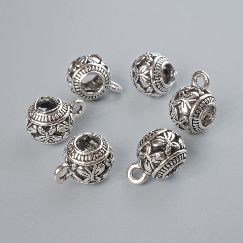 Bale Holder, silver color, 9.5×10.5 mm, hole diameter 2 mm, length 15 mm, pack of 6 pcs