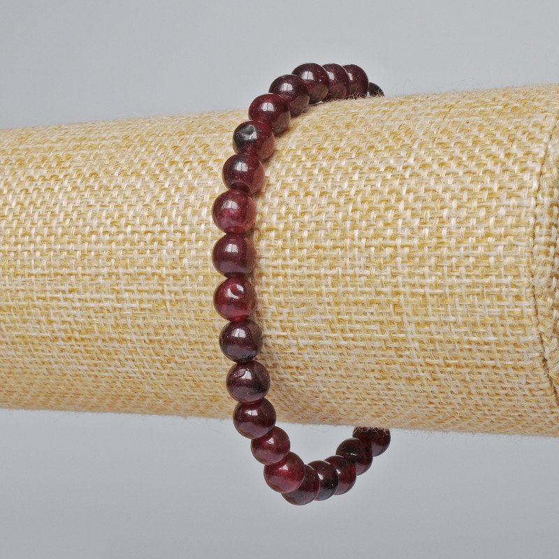 Bracelet with Tourmaline smooth beads, diameter 6.5 mm, length 18 cm (stretch)