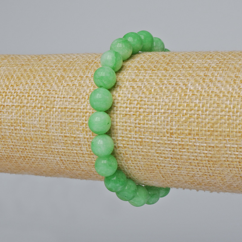Chrysoprase Bracelet (Synthetic) Smooth Beads, 8 mm Diameter, 18 cm Length ± (Stretch)